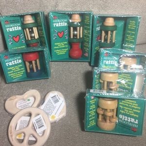 Heirloom Wooden Baby Rattles and Teethers LOT